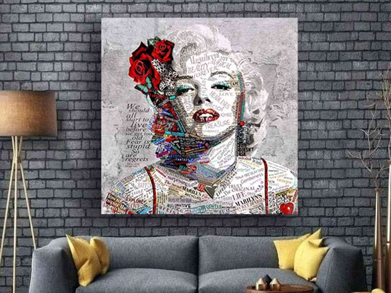 Yeni Stil Sanat Kanvas Tablo 50x50cm Sweet Marilyn - Yağlı Boya Efektli Kanvas Tablo