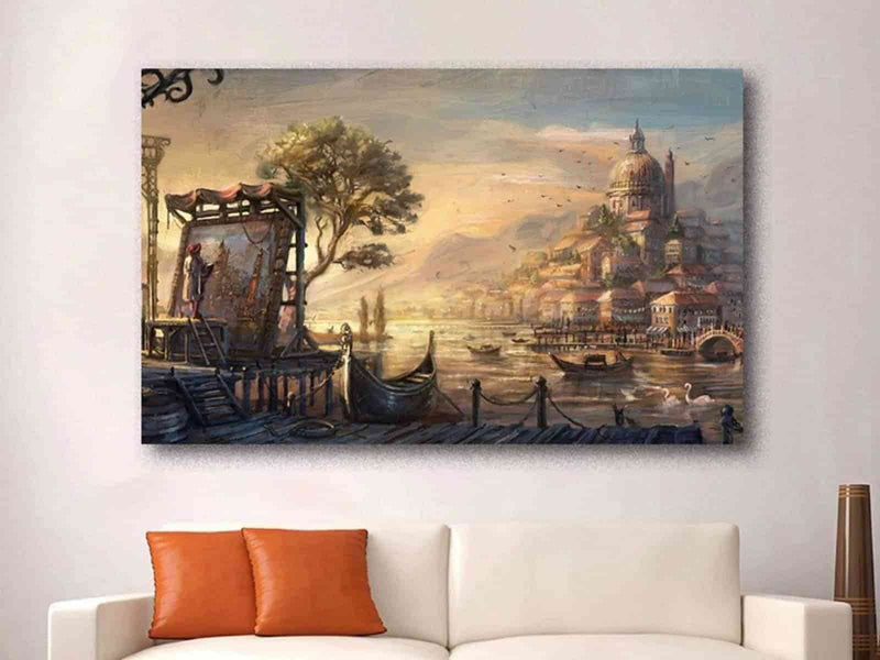 Yeni Stil Sanat Kanvas Tablo 50x80cm Pretty Venice - Yağlı Boya Efektli Kanvas Tablo