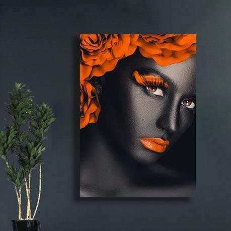 Yeni Stil Sanat Sim İşlemeli Tablolar 50x70 cm Orange Flower - Simli Kanvas Tablo Sim İşlemeli Kanvas Tablo